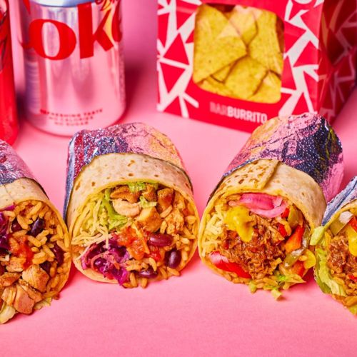 Barburrito burritos with nachos and drink